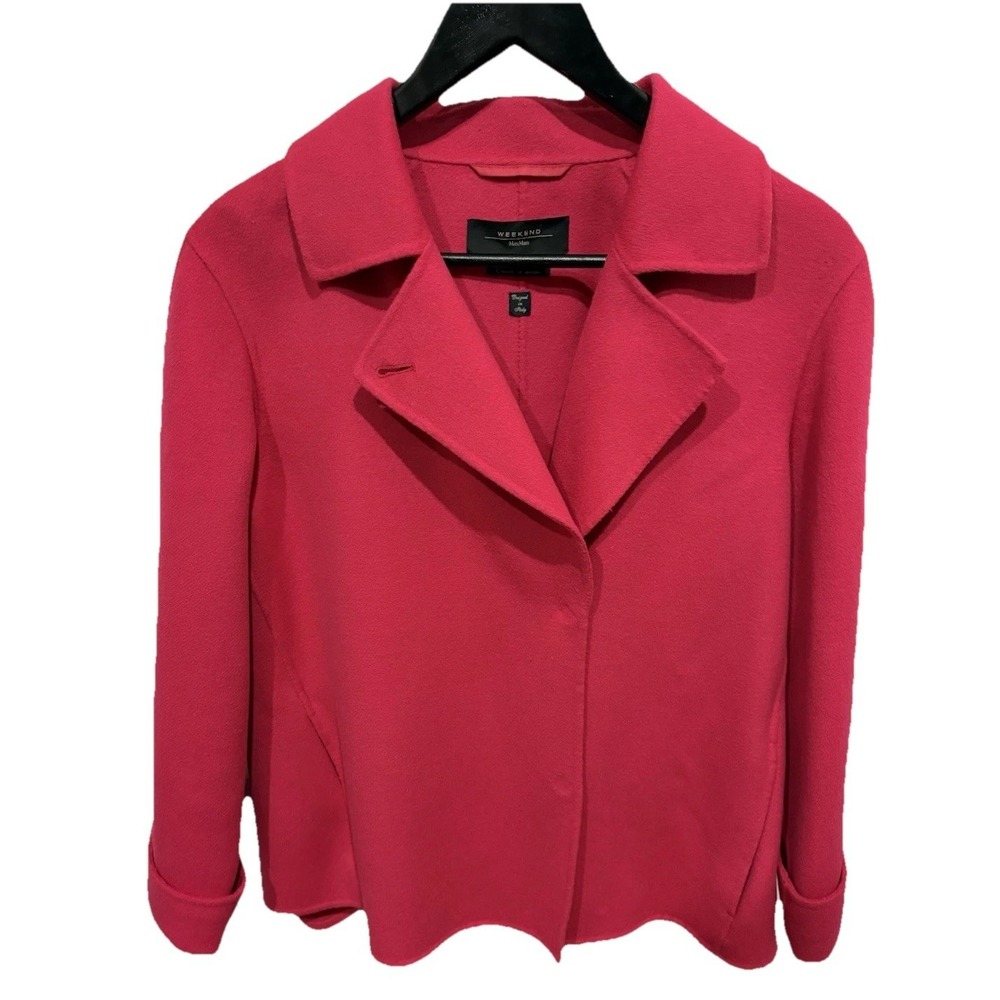 MaxMara Weekend Rich Wool Blend Classic Designed Vibrant PinkCoat Notched Collar